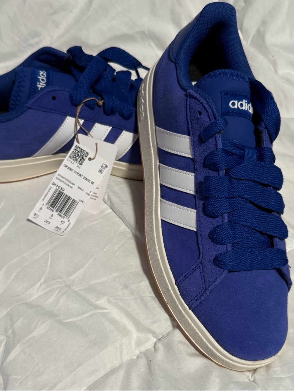 adidas grand Court base 00s Sneakers blue with White Stripes Mens 8.5